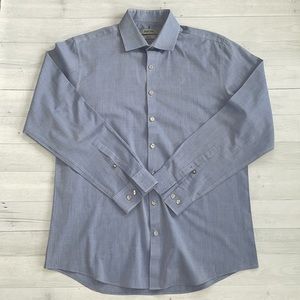 Reaction Kenneth Cole Blue Slim Fit Wrinkle Free Dress Shirt Size 16 34/35 L